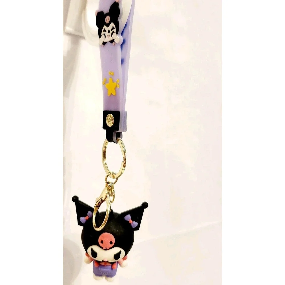 Sanrio‎ Kuromi Keychain and Purple HAPPY Lanyard